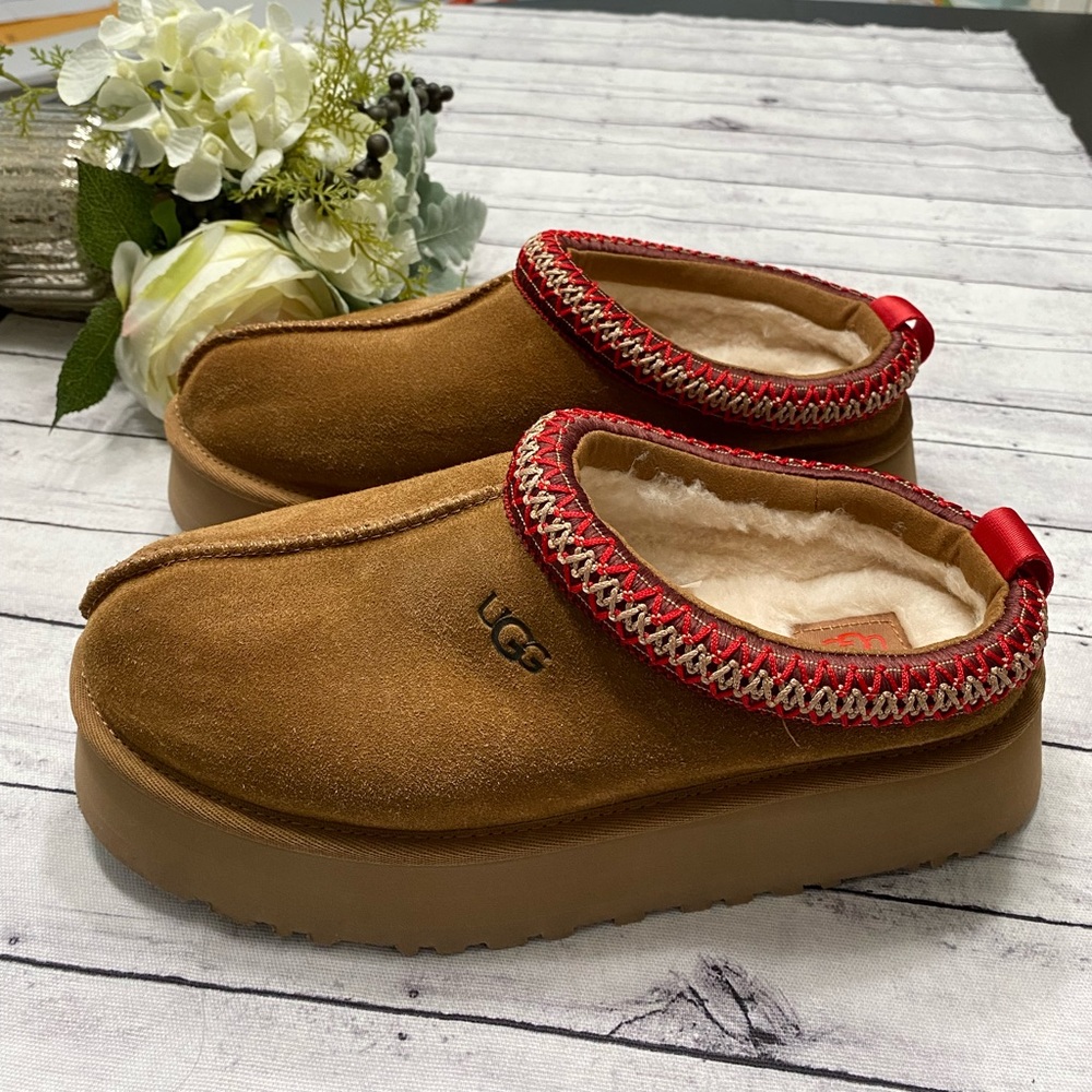 New Women's UGG Brand Platform Tazz Slipper Sandals Shoes Chestnut